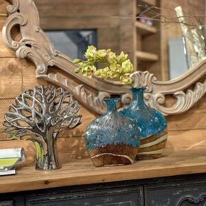 Dialma Brown Designer MCM Decor Vase Giulia Brown Blue Blown Art Glass